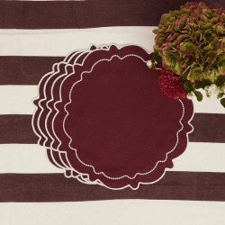 Image showing the Abigail Set of 4 Placemats, D40cm, Burgandy product.