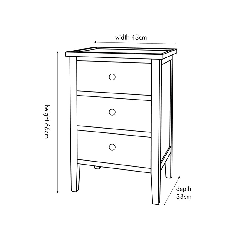 Chelmsford Bedside Table, Satin Black