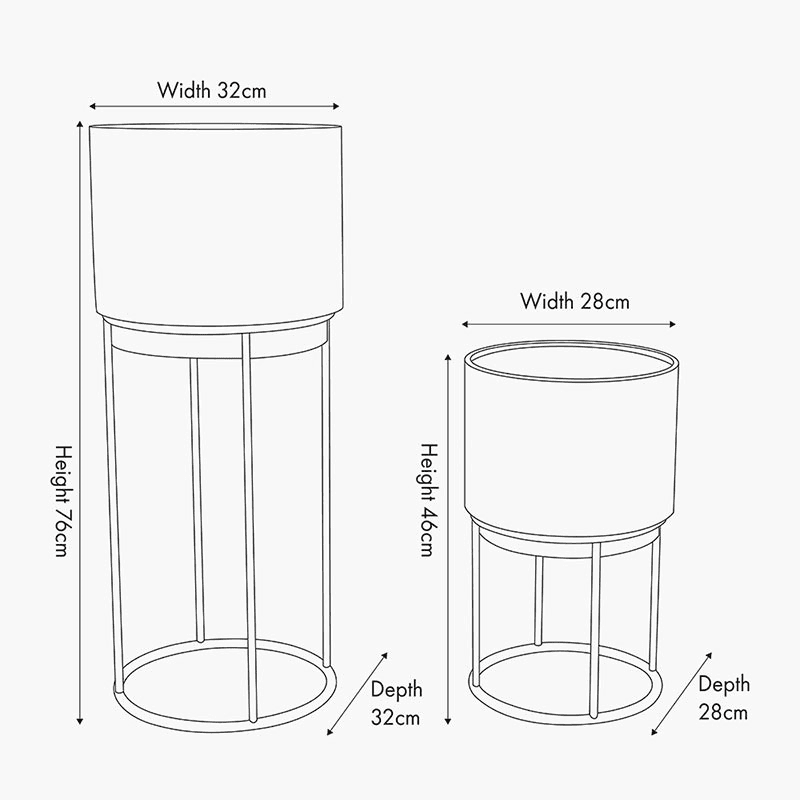 Metal Circular Set of 2 Planters, Graphite