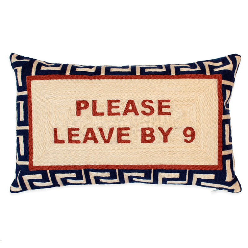 Please Leave By 9 Cushion, 30cm x 50cm, White/Red