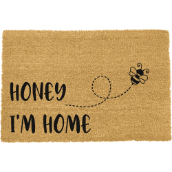 Image showing the Honey I'm Home Doormat, H2 x W40 x L60cm, Natural product.