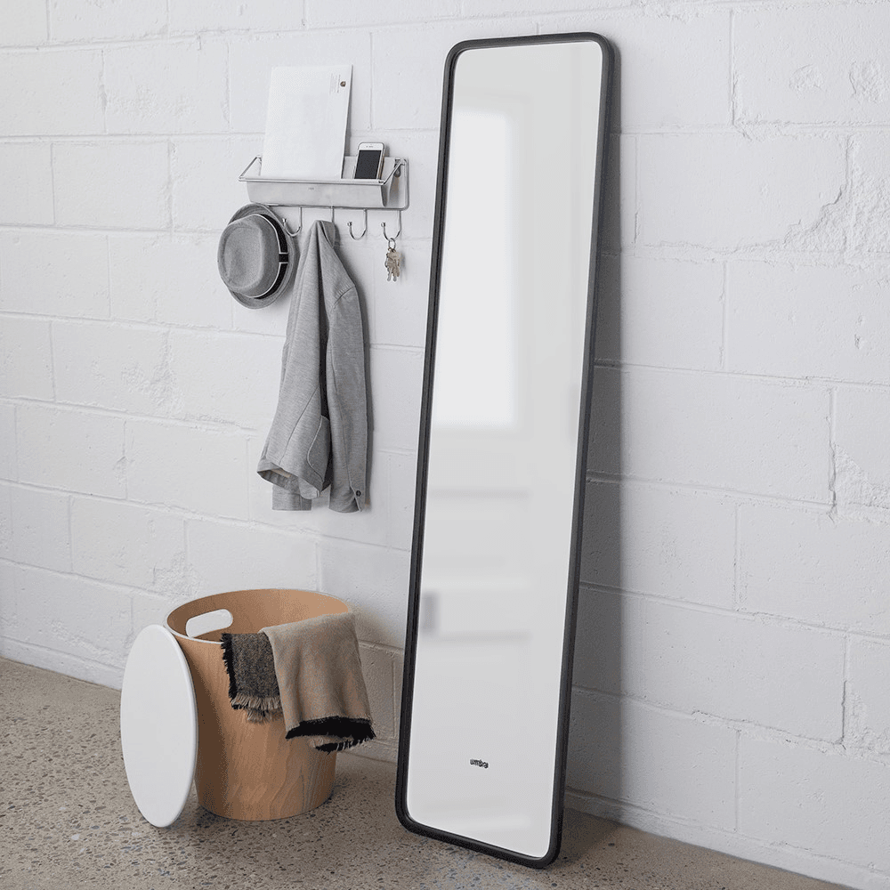 Hub Leaning Mirror, 37 x 157cm, Black