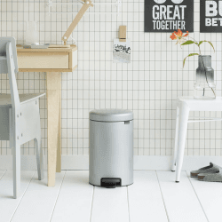 Image showing the New Icon Plastic bucket pedal bin, 12 litre, Metallic Grey product.