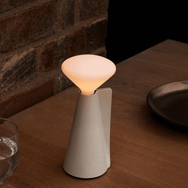 Mantle Portable Lamp with R80 LED Bulb, Stone White
