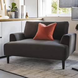 Image showing the Model 05 Velvet Love Seat, Charcoal product.