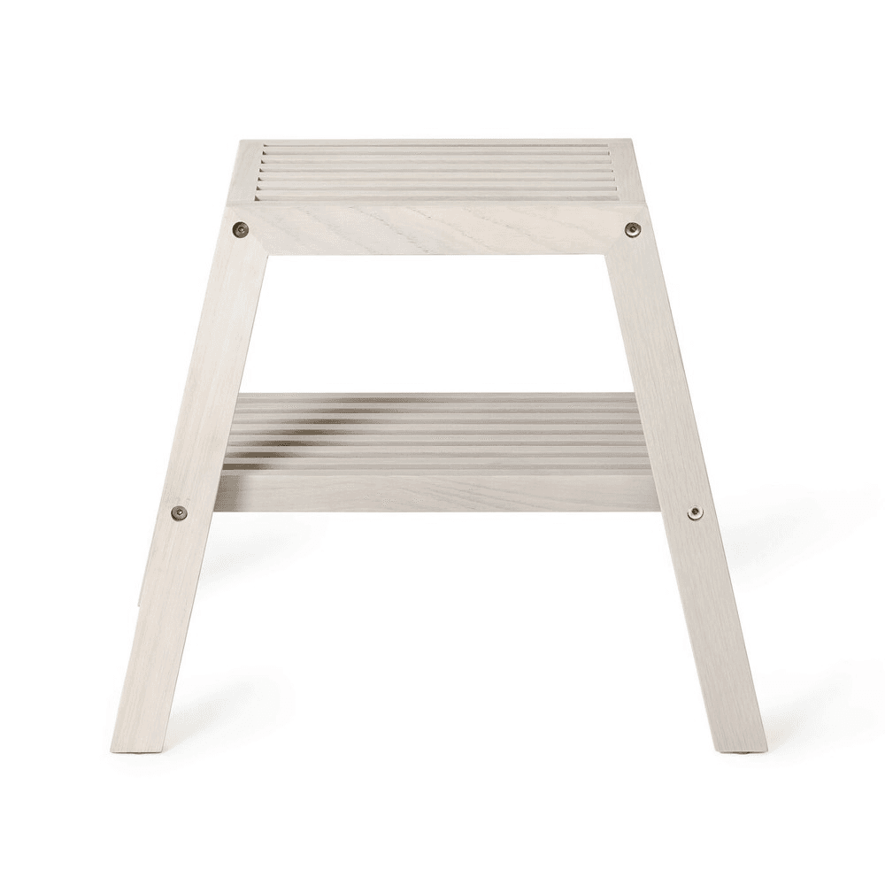 Slatted stool, H42 x W50.5 x D35.4cm, Oyster White