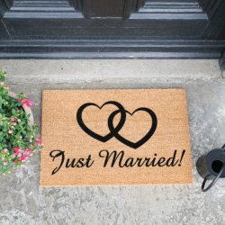 Image showing the Just Married Doormat, L60 x W40 x H1.5cm, black/brown product.