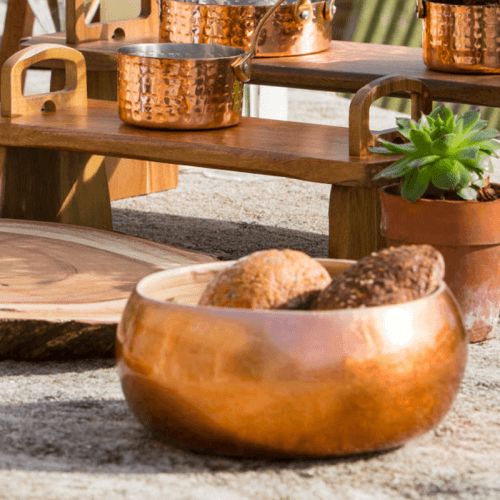 Serving bowl, 26cm, Copper Finish Bamboo