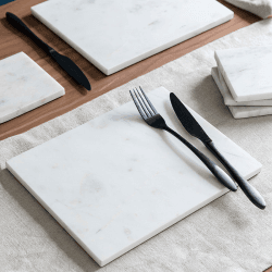 Image showing the Marble Set of 2 Placemats, 20 x 26cm, White product.