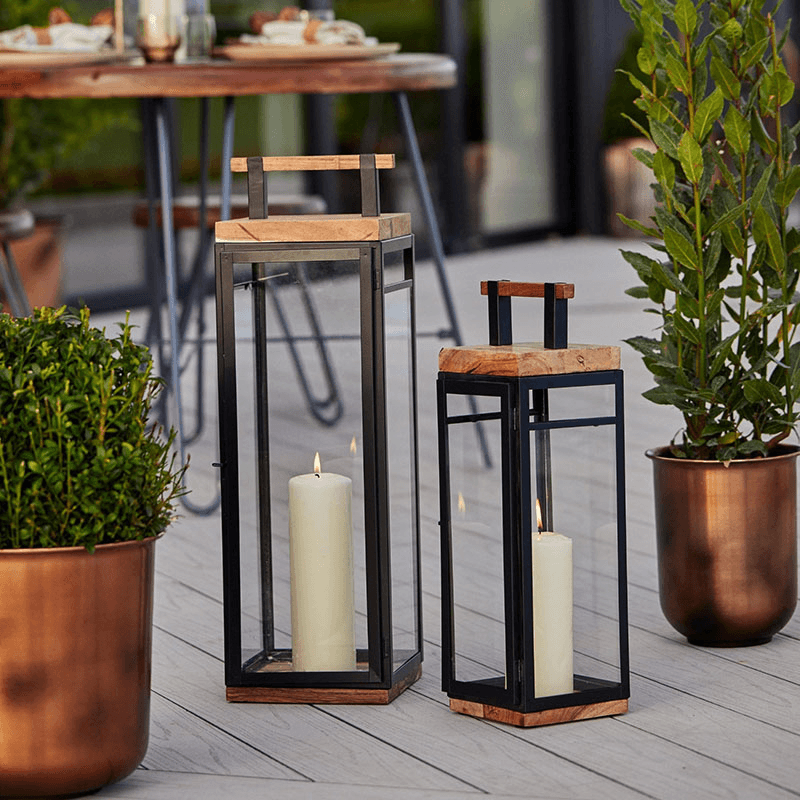 Grace Lantern, H58cm, Black/Brown