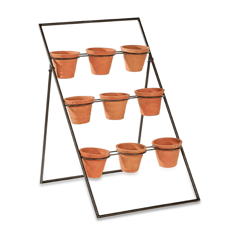 Jara Planter stand, 65 x 40 x 45cm, Terracotta/Black