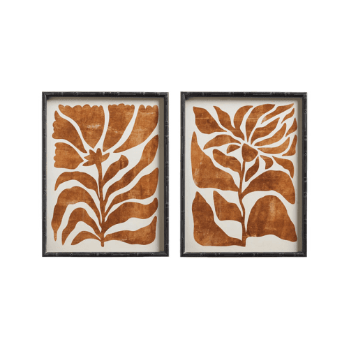 Crisanta Pair of Framed Prints, H65cm x W50cm x D3cm, Mustard