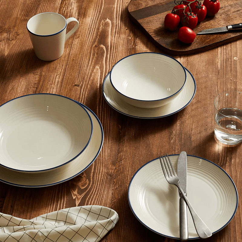 Gordon Ramsay Maze Denim Line 12 Piece Dinnerware Set, White