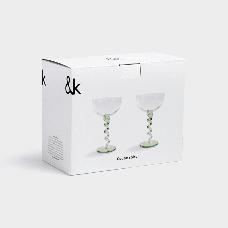 Spiral Set Of 2 Coupe Glasses, 200ml, Green