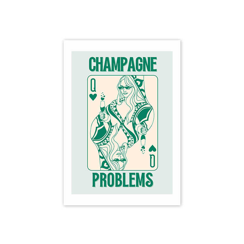 Honey Island Studio Champagne Problems Print, 42 x 30cm, Green