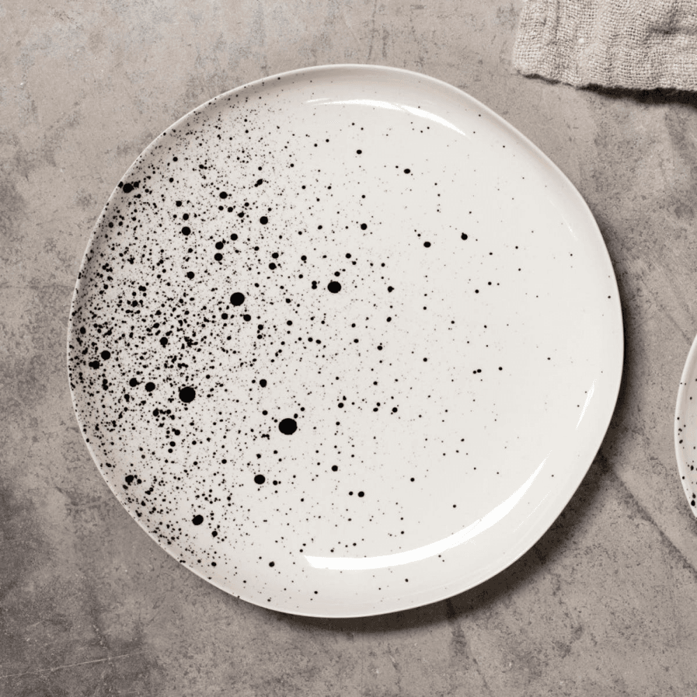 Ama Splatter Dinner Plate, D25cm, White