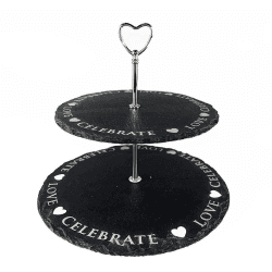 Image showing the Love Heart Slate 2 Tier Serving Stand, Black product.