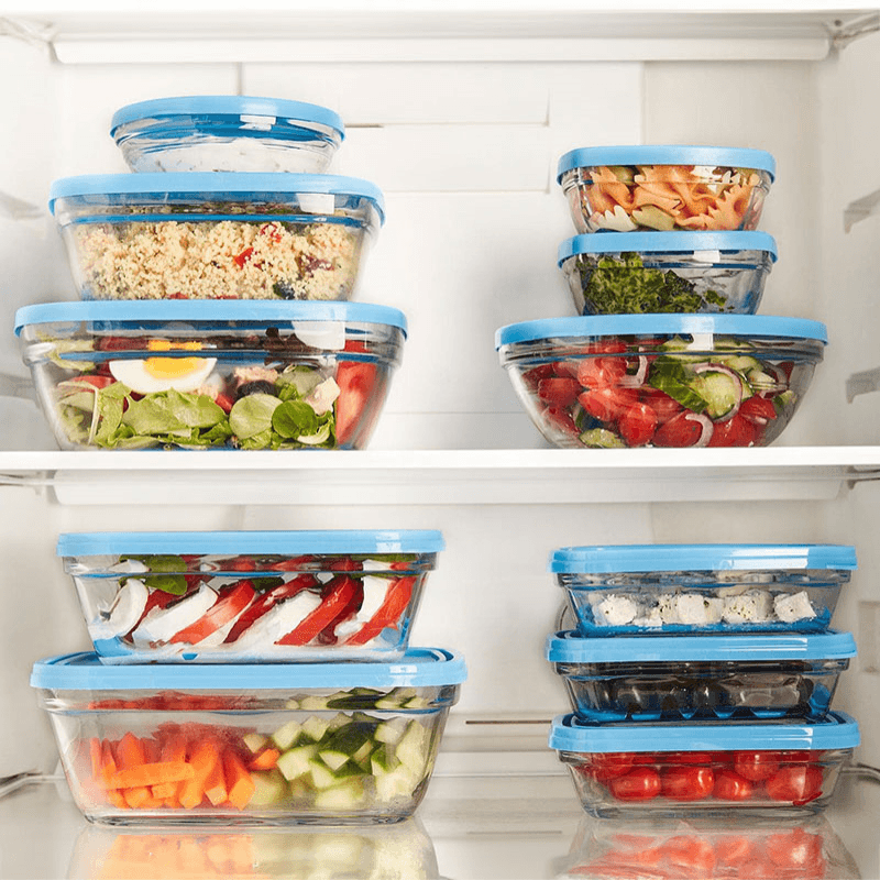 Freshbox Set of 3 Square Food Containers with Lids, Clear