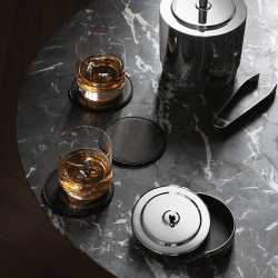 Image showing the Manhattan Set of 4 Leather Coasters, Silver product.