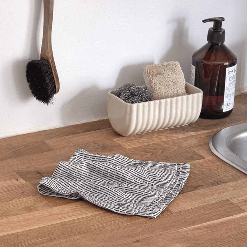 Piqué Set of 3 Kitchen Cloths, 18 x 35cm, Morning Grey