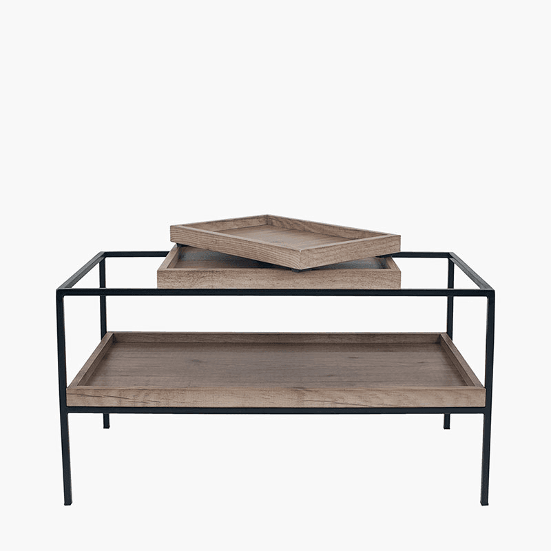 Gallery Coffee Table, Natural Wood Veneer and Black
