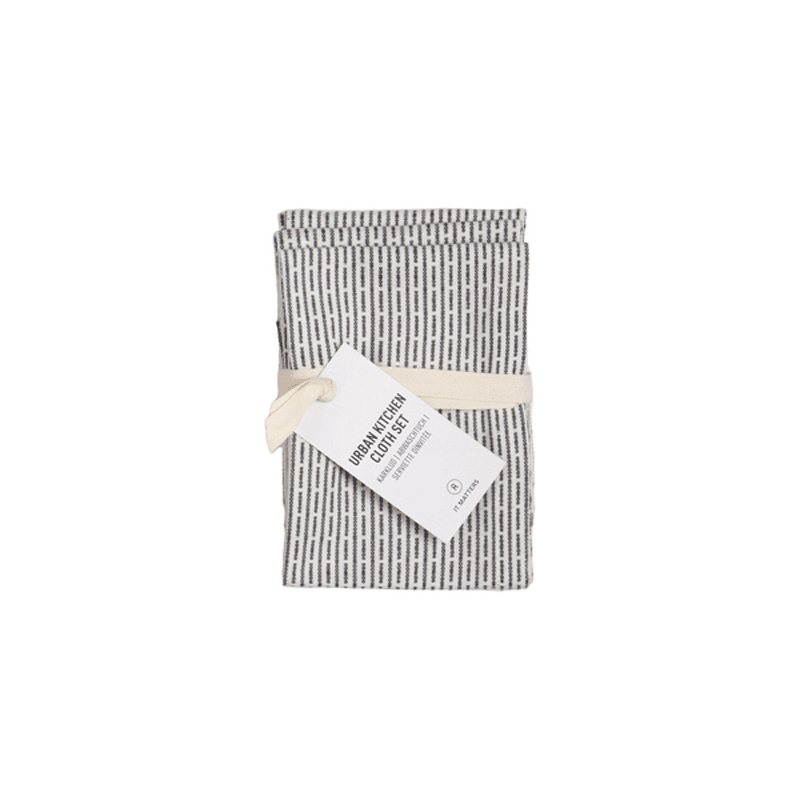 Piqué Set of 3 Kitchen Cloths, 18 x 35cm, Morning Grey