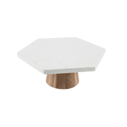 Image showing the Acacia Wood & Marble Cake Stand product.