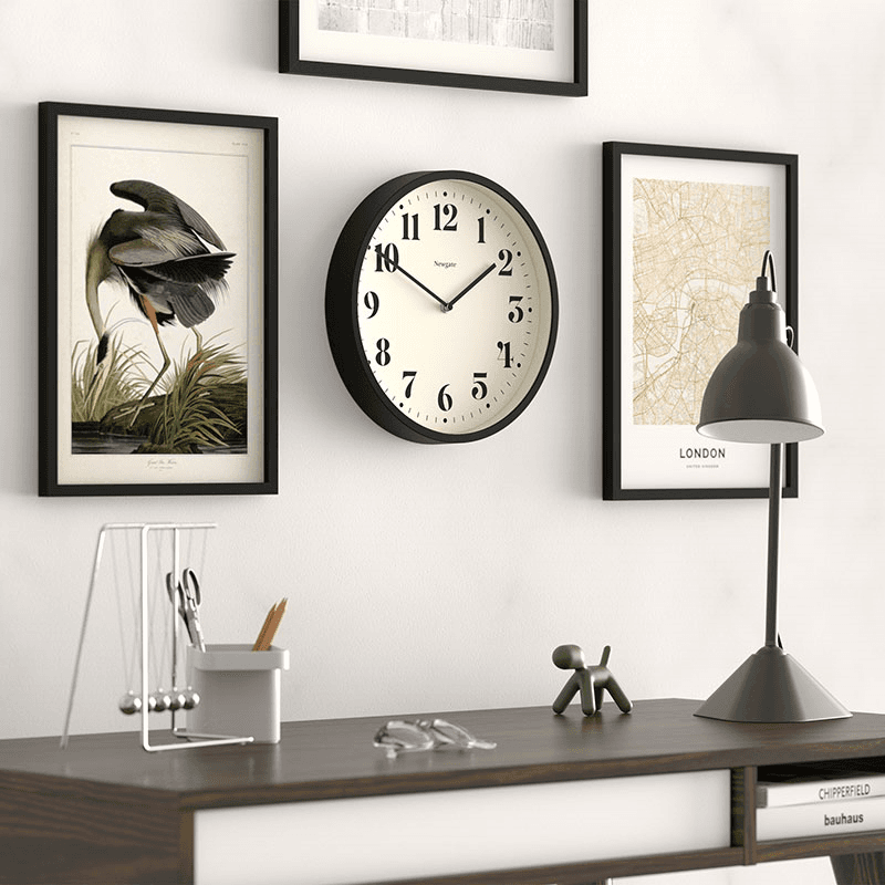 Number Four Wall Clock, D30cm, Black