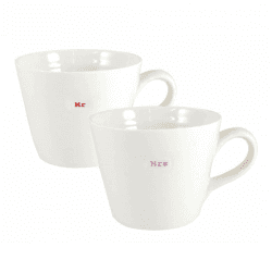 Image showing the 'Mr & Mrs' Set of 2 Bucket Mugs, 350ml, Red & Pink product.
