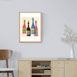 Image showing the Vintage by Hemmingway 4 Bottles Illustration Print, Multi product.