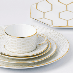 Image showing the Gio Gold Dinner Plate, D28cm, Gold/White product.