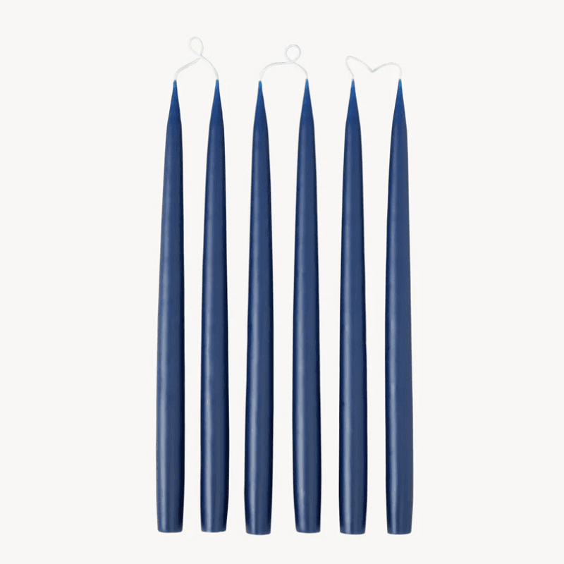 Set of 6 Tapered Dinner Candles, H35cm, Navy Blue