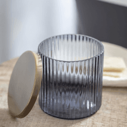 Image showing the Valeska Recycled Glass Storage Pot, 450ml, Grey Smoke product.