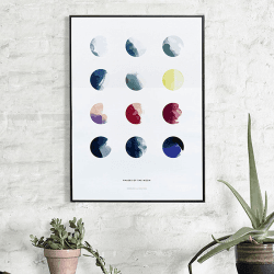Image showing the Moon Phases Framed Print, 30 x 40cm, Multi product.