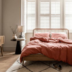 Image showing the Cotton Linen Mix Duvet Cover, Super King, Burnout Orange product.