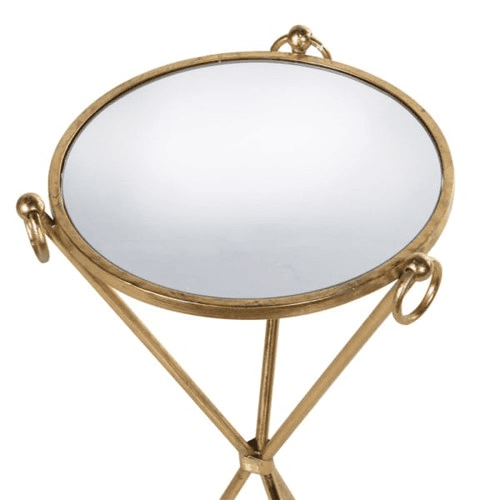 Glass cross side table, 77 x 39cm, Gold
