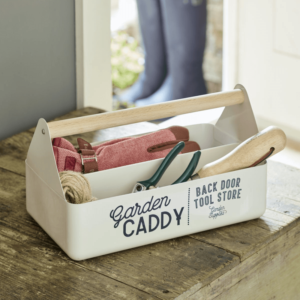 Enamelware Garden Caddy, Stone, Cream