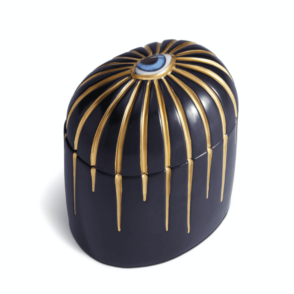 Lito Eye Candle, 12 x 10 x 8cm, Blue, 24ct Gold