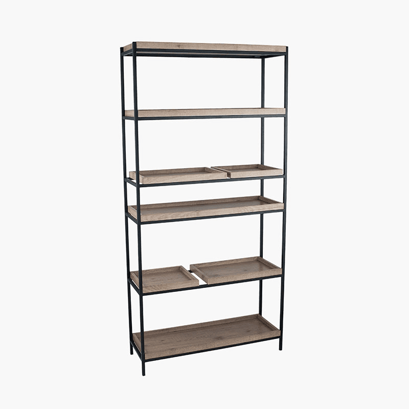 Gallery 5 Shelf Unit, Natural Wood Veneer and Black