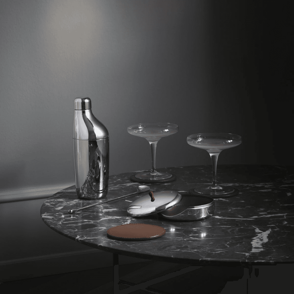 Sky Set of 4 coasters, H6 x Dia12cm, Stainless Steel