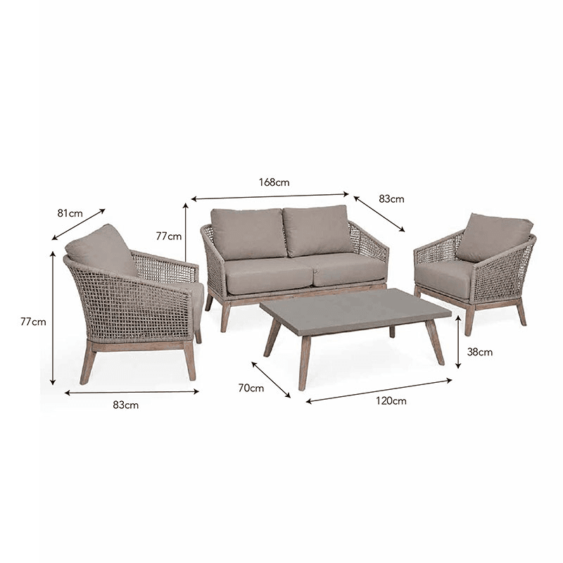 Lynton 2 Seater Sofa Set, Grey