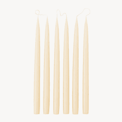 Image showing the Set of 6 Tapered Dinner Candles, H35cm, Ivory product.