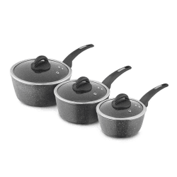 Image showing the Cerastone Forged 3 Piece Saucepan Set, Grey product.