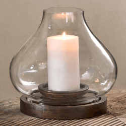 Image showing the Naryla Mango Wood Lantern, H23cm, Dark Stain product.