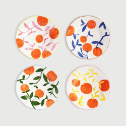 Image showing the Orange Twig Set Of 4 Plates, D22cm, Multi product.