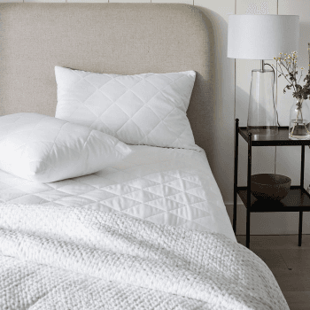 Image showing the Luxury pure cotton quilted pillow protector, Pair, W50 x L75cm, White product.