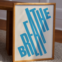 Image showing the Breathe Framed Print, 30 x 40cm, Blue product.