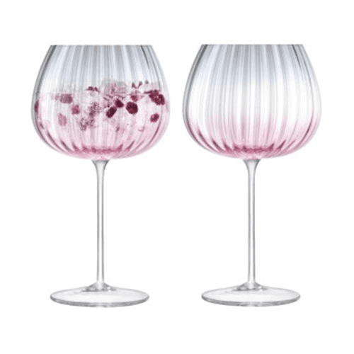 Dusk Pair of balloon goblets, H20.4 x D11.5cm, pink/grey