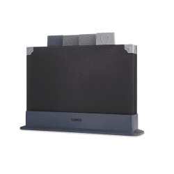 Image showing the 4 Piece Chopping Board Set with Stand, Black product.