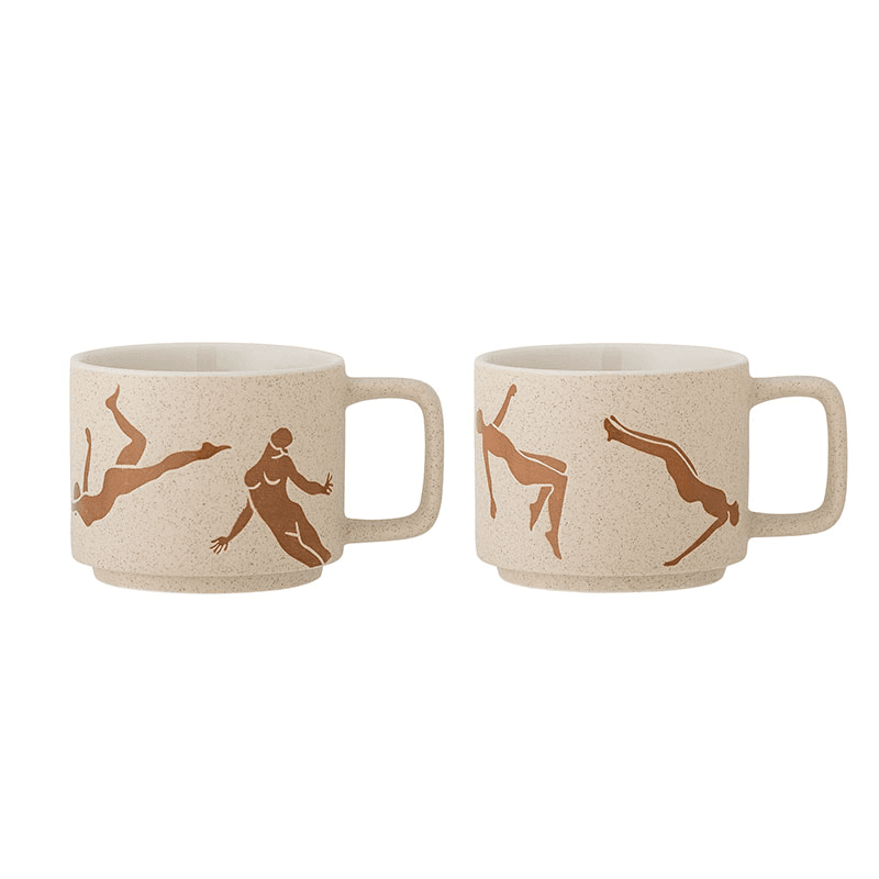 Harlow Set of 2 Mugs, D8cm, Brown
